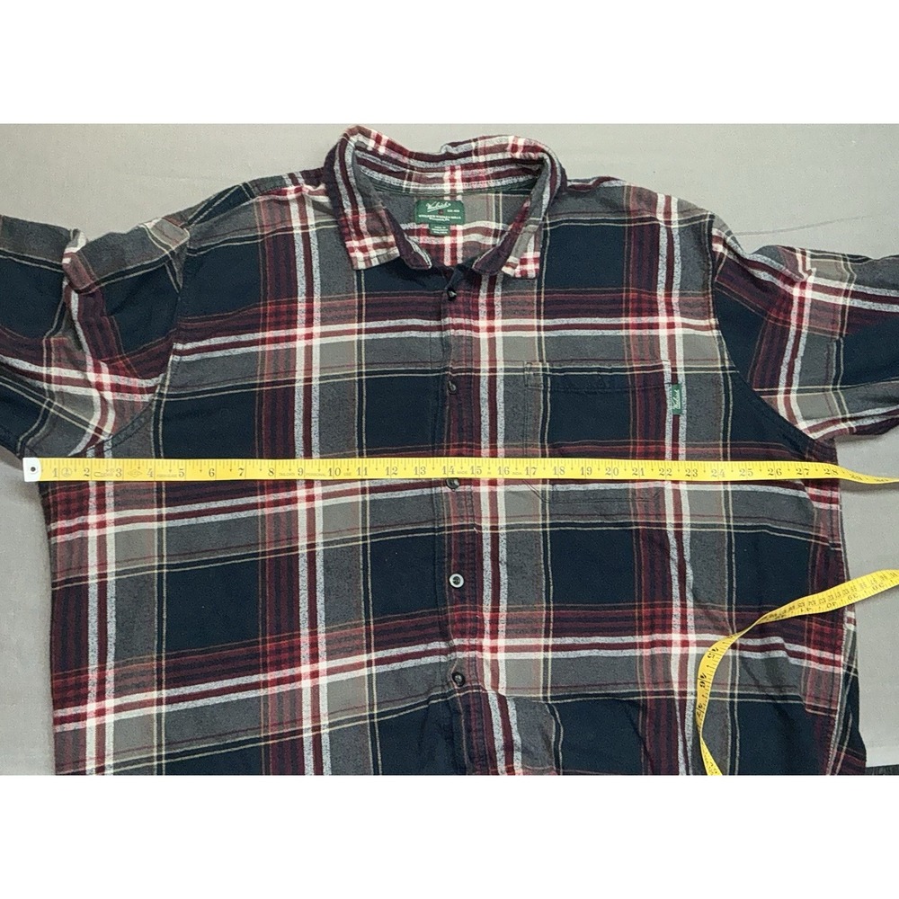 Woolrich Shirt Mens 3XLT Gray Red Heathered Tall Plaid Flannel Lumberjack Cabin - Picture 6 of 7